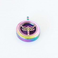 Perfume/Essential Oil Locket - Tiny Dragonfly - Rainbow