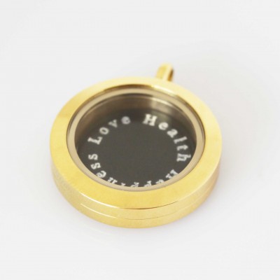 Love Health Happiness - Locket & Plate Set - Small 2.5cm Locket