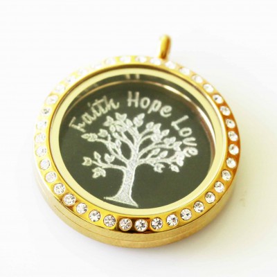 Faith Hope Love - Locket & Plate Set - 3cm Locket