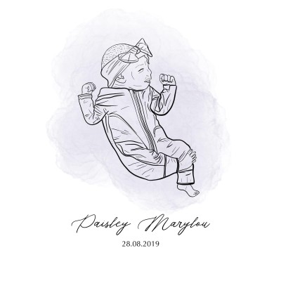 Newborn Baby Drawing From Photograph (JPEG and PDF files only, no frame provided)