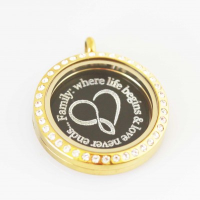 Family: where life begins & love never ends... - Locket and Plate Set - 3cm