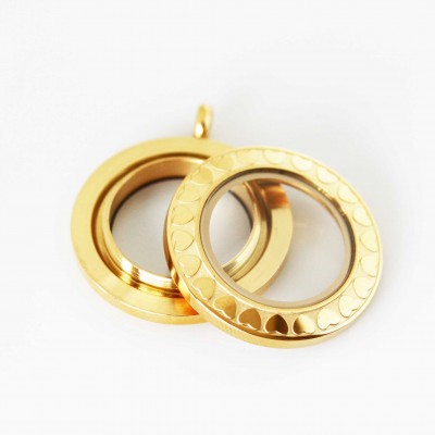 Gold Heart Edge Screw Top Locket - 2.8cm wide